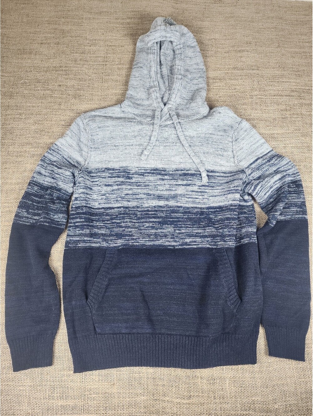 American Eagle Seriously Soft Men’s S Knit Hoodie Blue Gray Ombre Wool Blend